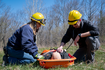 Image of BKPFD EMTs caring for patient.
