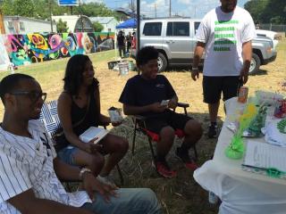 North Memphis residents discussing the Greenline at the Paint Memphis even of July 2015