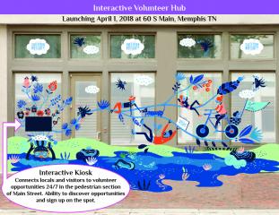 This Interactive Volunteer Hub will be located in Downtown Memphis on South Main Street to show passersby where to volunteer in Memphis. 