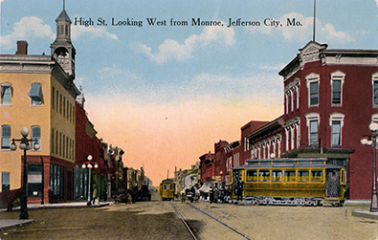 Vintage Jefferson City Postcard with a view of High Street