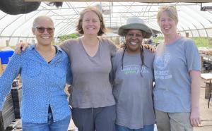 Lorrie Clevenger, Jane Hayes-Hodge, Karen Washington and Michaela Hayes-Hodge at Rise & Root Farm