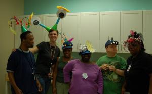 Crazy hat day: Allison with individuals from SRVS