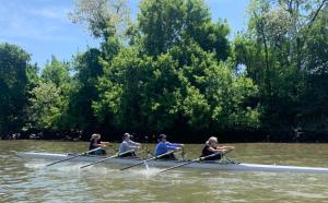 Rowing the quad on the Harlem River