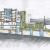 Architect's sketch of a rooftop park and urban gardening area on the Phoenix Building's warehouse.